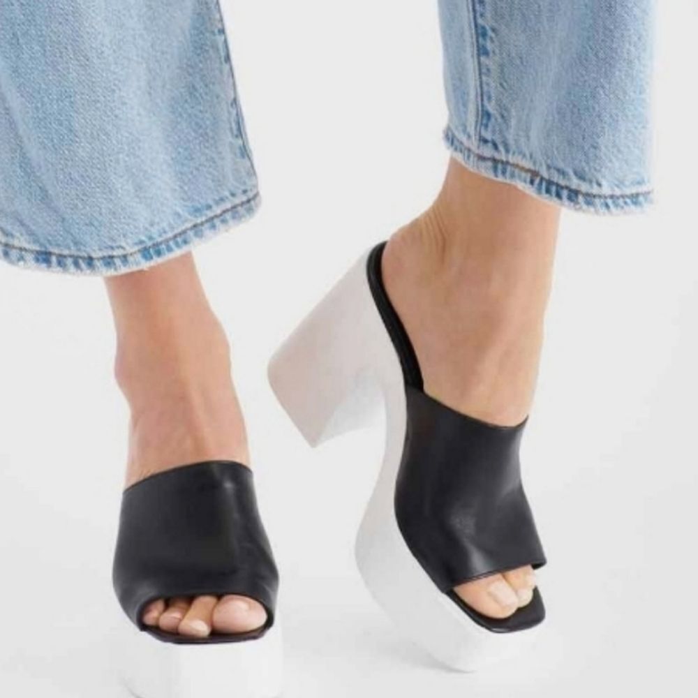 FREE PEOPLE 'Zoe' Platform Slide Sandal in Black Size 10 - Picture 2 of 9